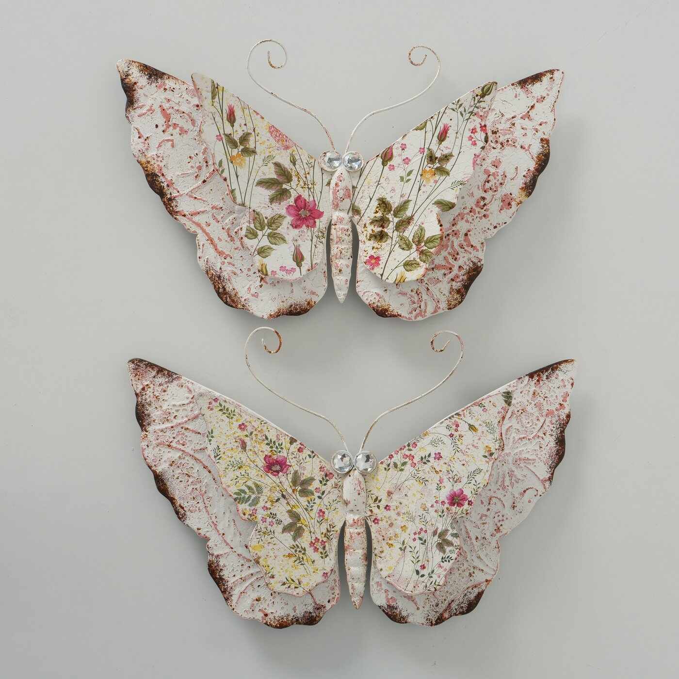 Set 2 decoratiuni suspendabile din metal, Rosalie Butterfly Multicolor, Modele Asortate, l33xH50 cm