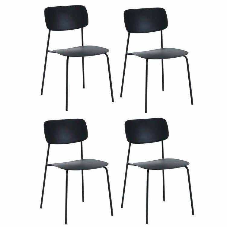 Set de 4 scaune Bon, metal/piele PU, negru, 79 x 45 x 50 cm