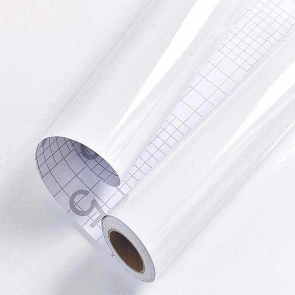 Tapet autoadeziv Decoroom, PVC, alb, 40 x 300 cm