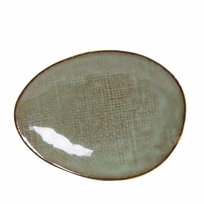 Platou Pebble din ceramica turcoaz 28x23 cm