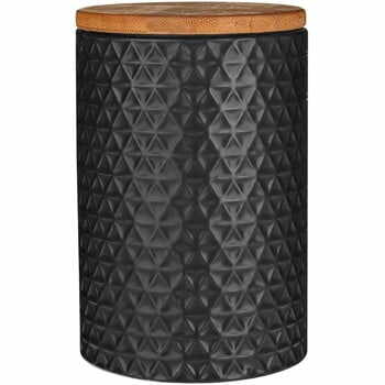 Recipient cu capac din lemn de bambus Premier Housewares Black, 750 ml, negru