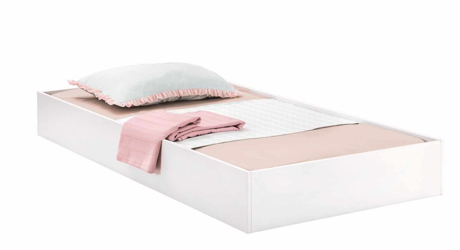 Sertar pat din pal, pentru tineret Selena Pink Alb, l194xA93xH24 cm