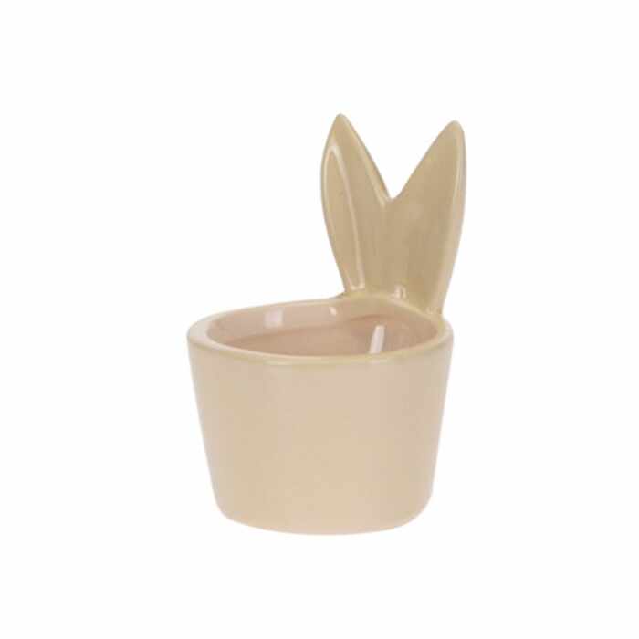 Suport pentru ou Bunny din ceramica galbena 7 cm