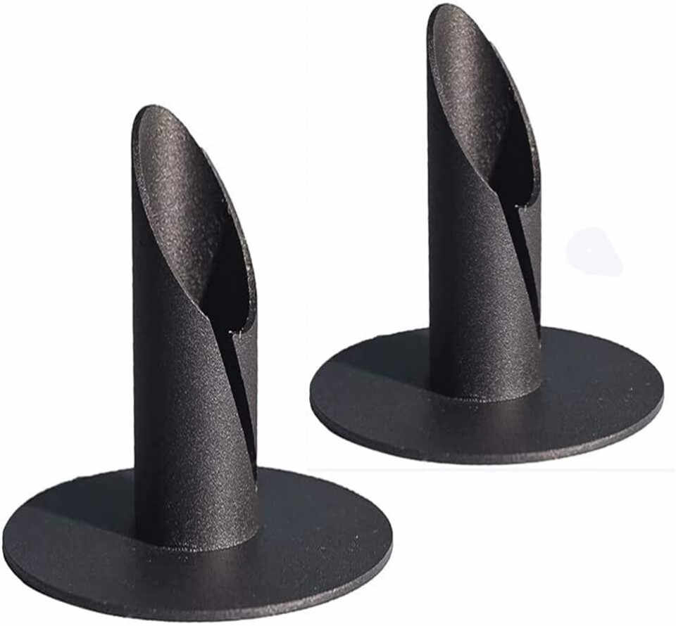 Set de 2 suporturi pentru lumanari Queta, metal, negru, 8 x 6 cm