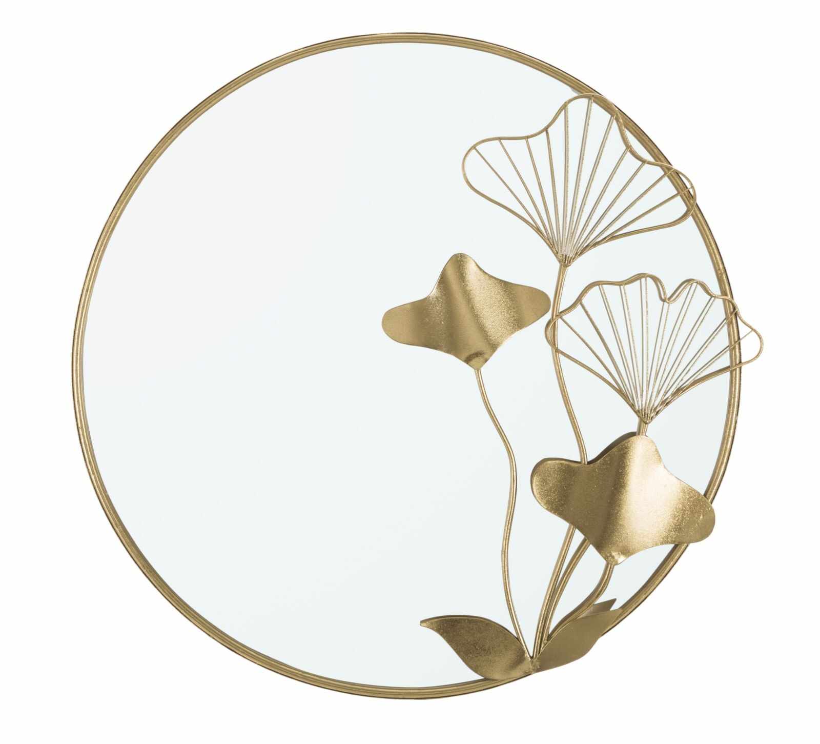 Oglinda decorativa cu rama metalica, Flower Auriu, l75xH72 cm