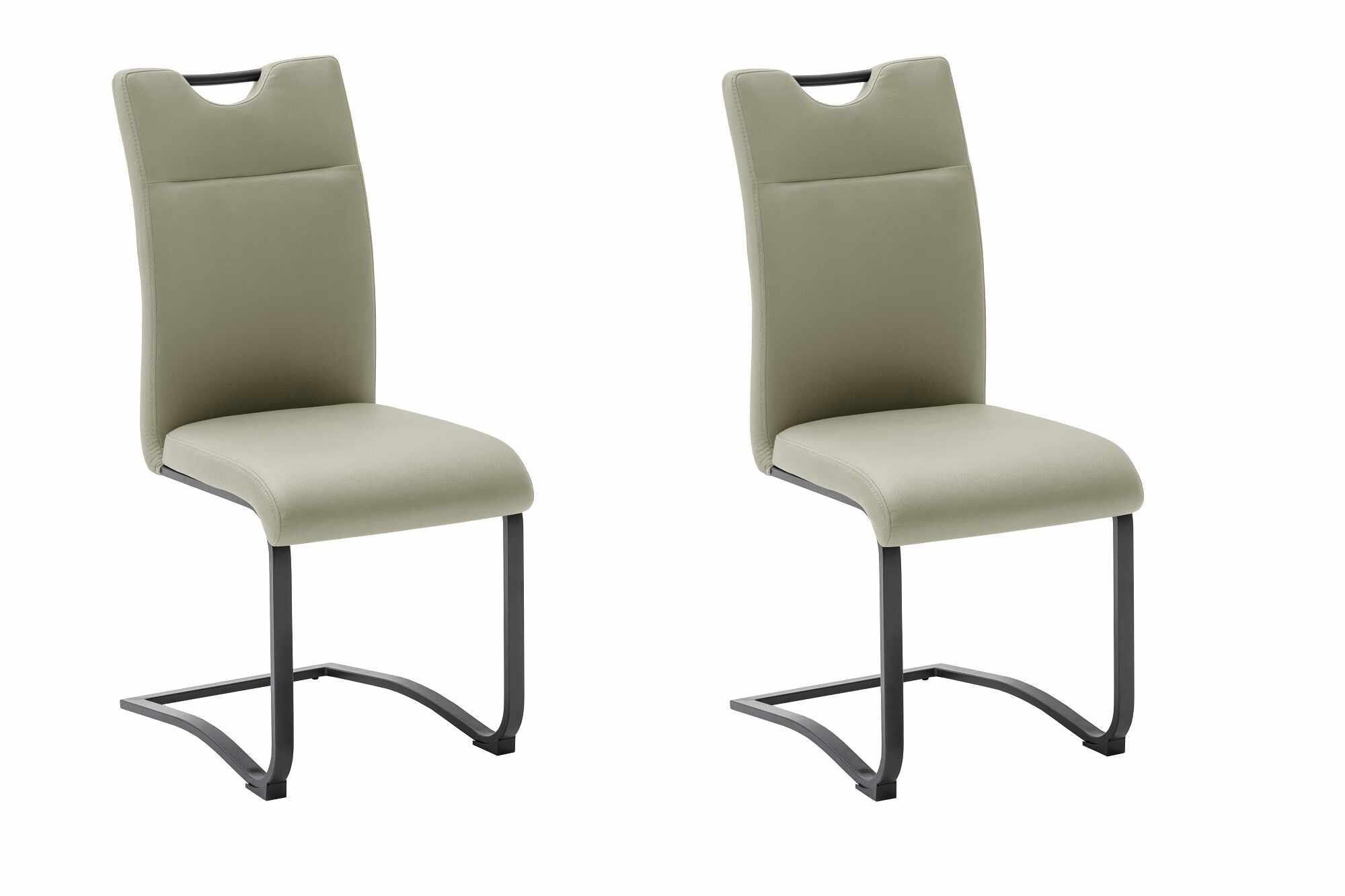 Set 2 scaune tapitate cu stofa si picioare metalice, Zapara Cappuccino / Negru, l45xA60xH102 cm