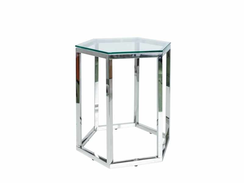 Masa de cafea din sticla si metal, Conti Transparent / Crom, L48xl42xH51 cm
