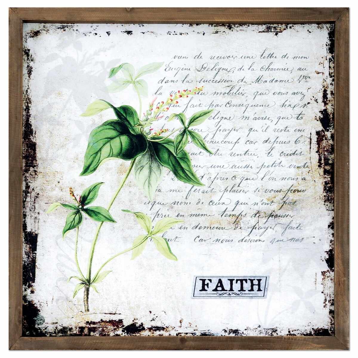 Tablou pe pânză cu ramă din lemn Faith, 40 x 40 x 2,5 cm