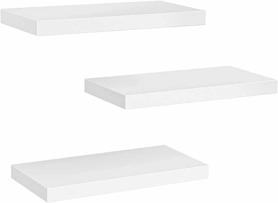 Set de 3 rafturi de perete Storemic, MDF, alb, 38 cm
