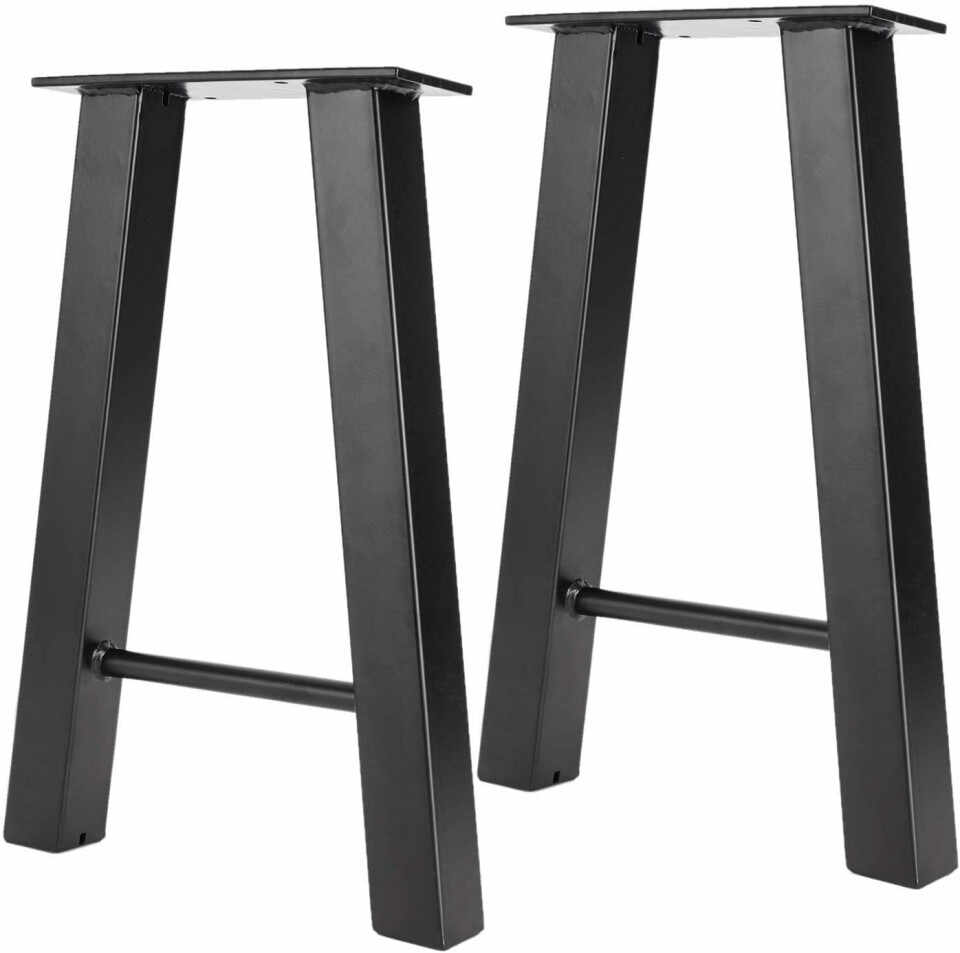 Set de 2 picioare pentru scaune/banci Homtone, metal, negru, 40,6 x 27,5 cm