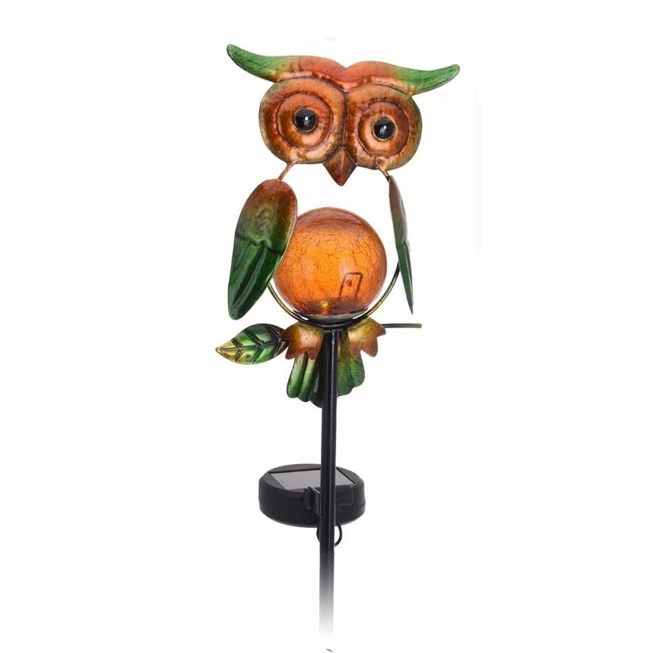 Lampă solară Owl, verde, 12 x 6 x 54 cm