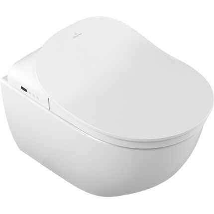 Set vas WC suspendat Villeroy&Boch Subway 2.0 DirectFlush CeramicPlus si capac cu inchidere lenta ViClean cu functie bideu electric