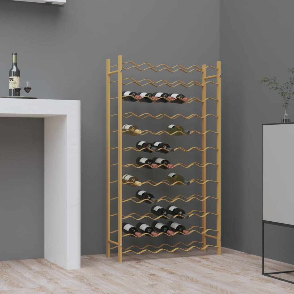vidaXL Suport sticle de vin pentru 72 sticle, auriu,metal