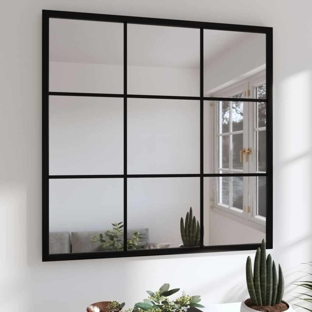 vidaXL Oglindă de perete ,negru, 60x60 cm, metal