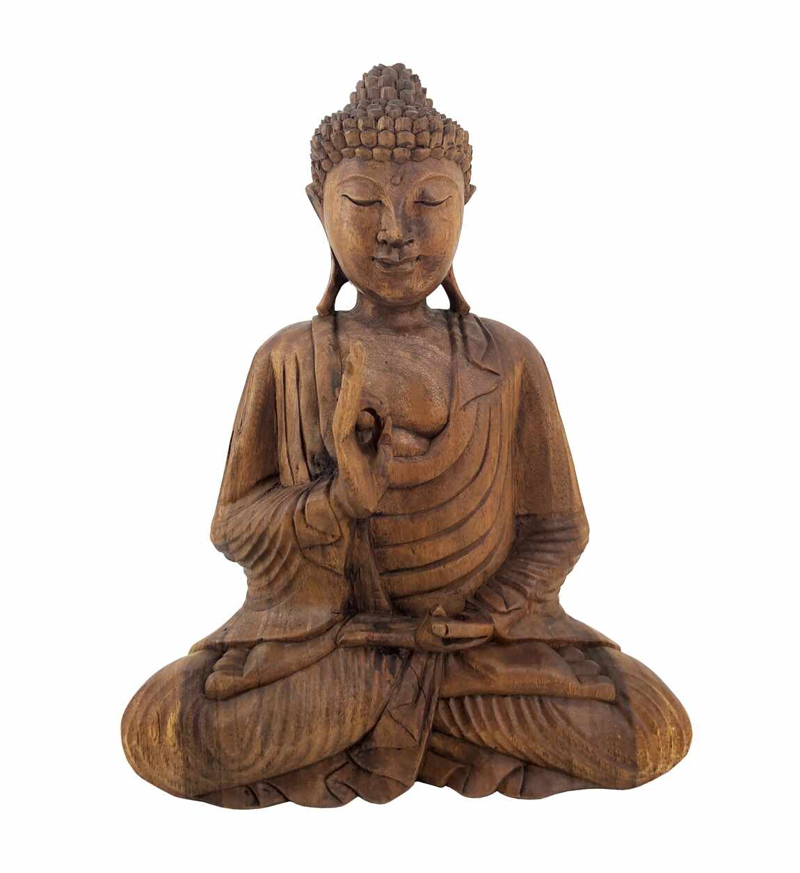 Decoratiune din lemn de suar Buddha Natural, L40xl20xH50 cm