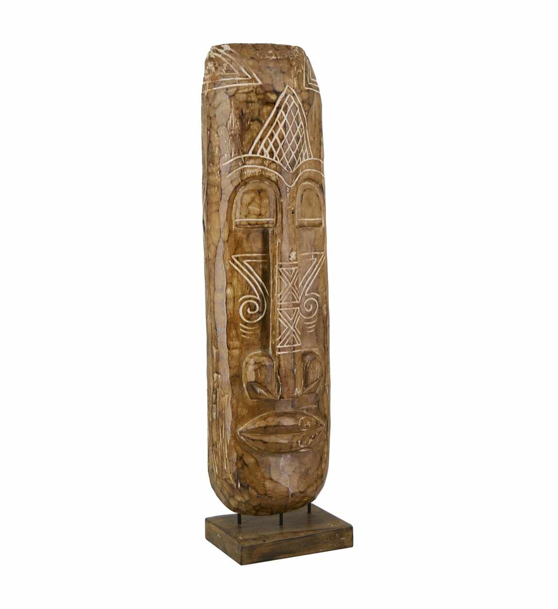 Decoratiune din lemn de tec Carved Figure Natural, L35xl25xH130 cm