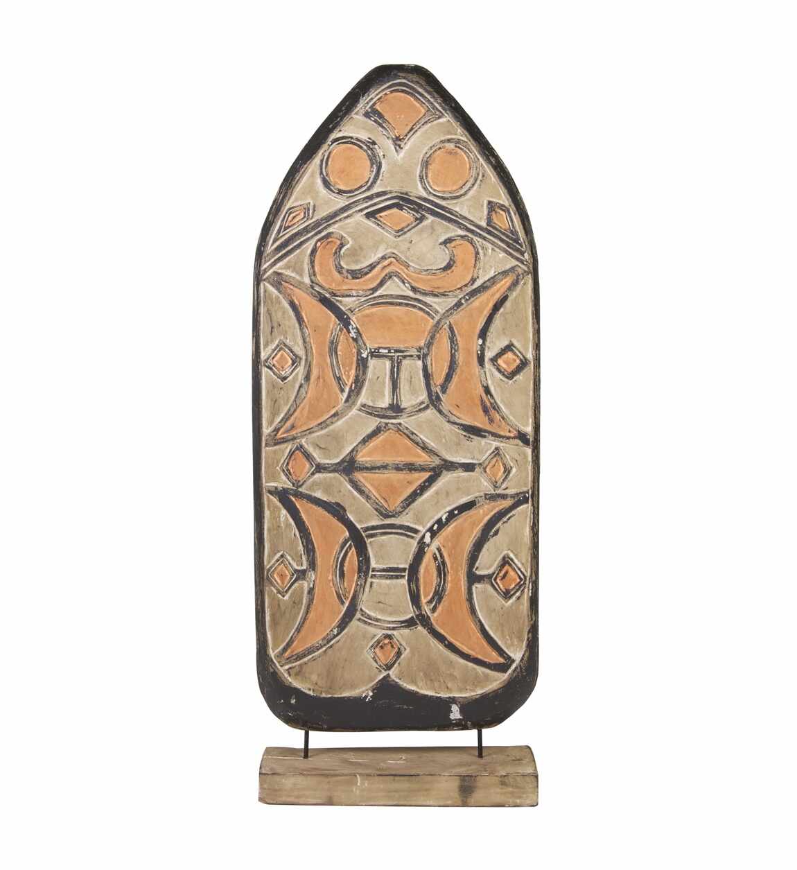  Decoratiune din lemn de tec Shield Figure Multicolor, L45xl15xH110 cm