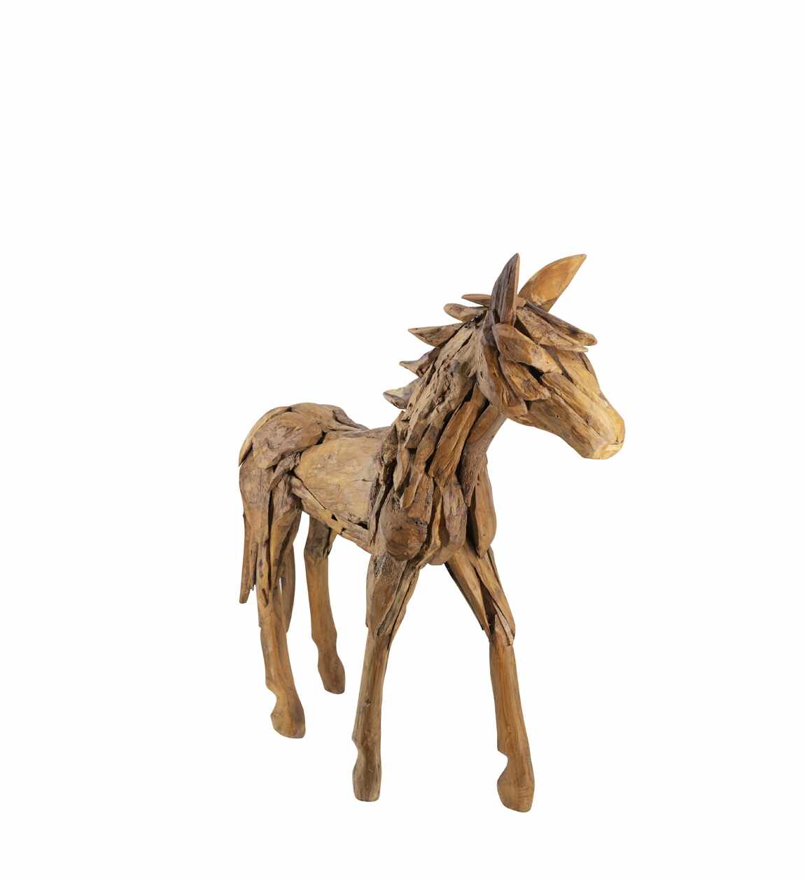 Decoratiune din lemn reciclat Erosi Horse Natural, L110xl24xH100 cm