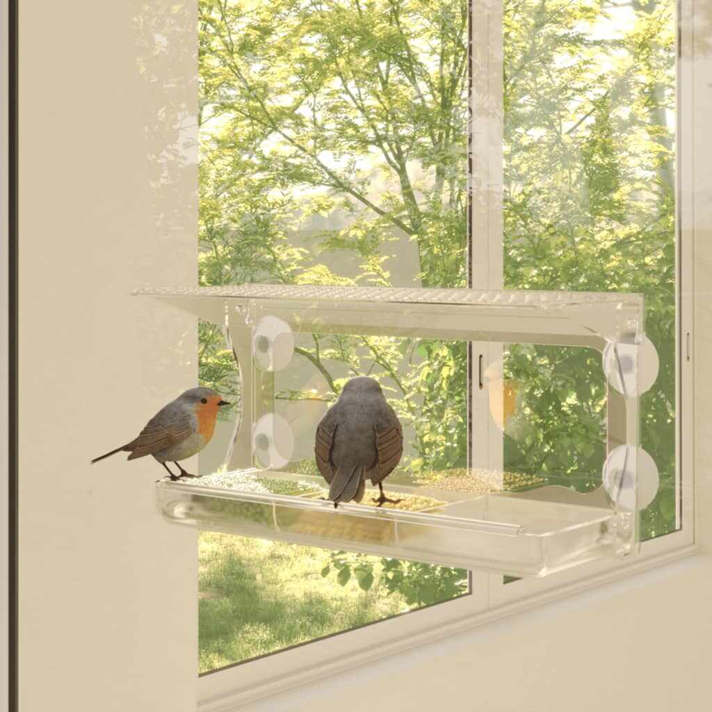 vidaXL Hrănitoare păsări pentru fereastră 2 buc. 30x12x15 cm acril