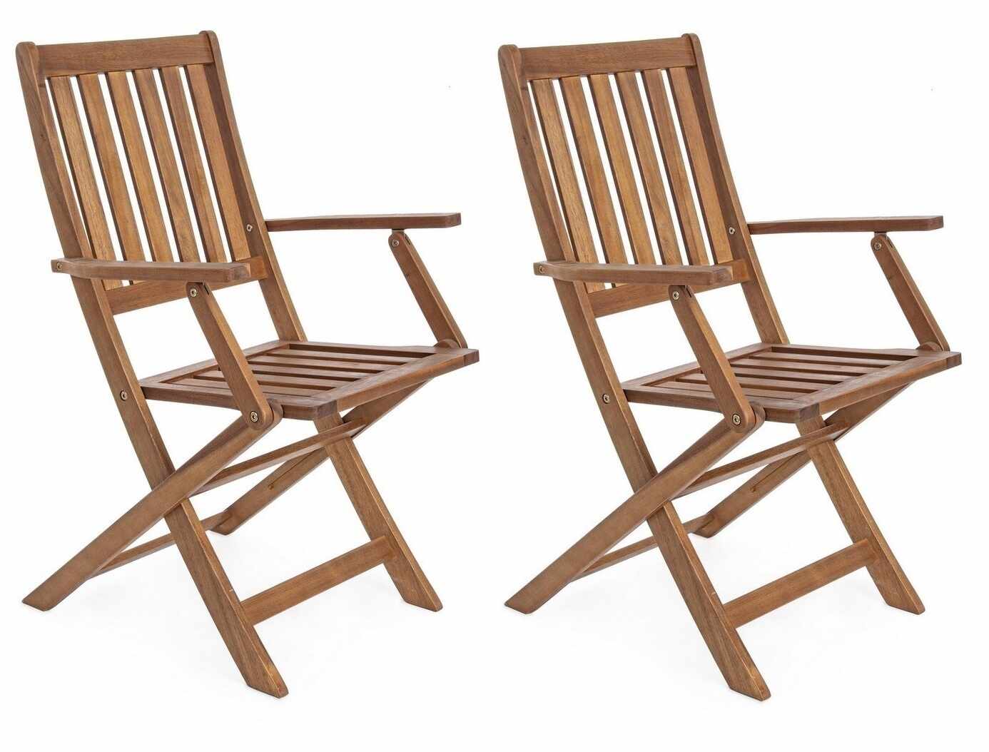 Set 2 scaune pliabile de gradina / terasa din lemn de salcam Mali I Natural, l58xA60xH92 cm
