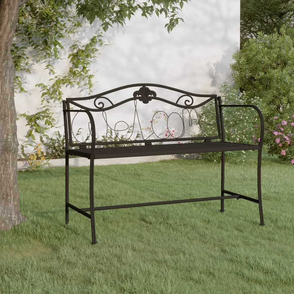 vidaXL Bancă de grădină cu 2 locuri, negru, 104 cm, oțel