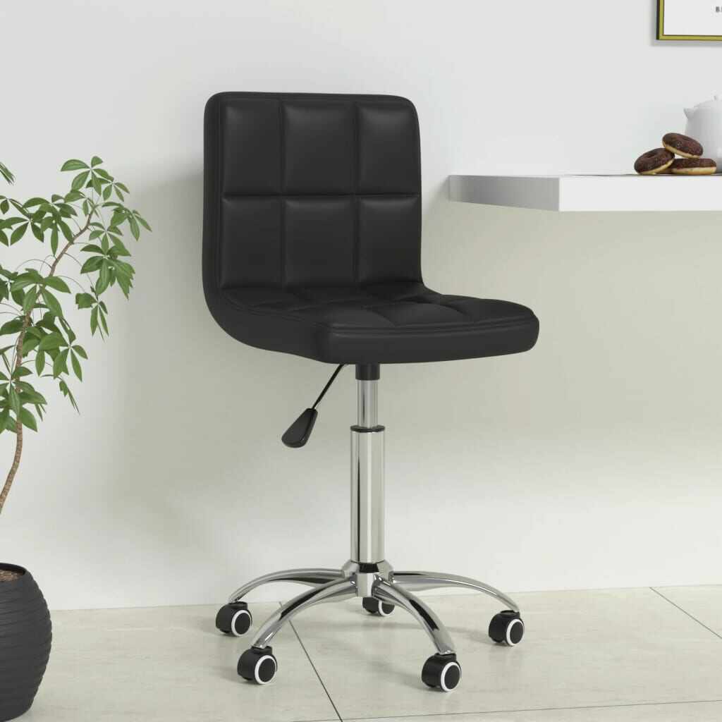 vidaXL Scaun de birou pivotant, negru, piele ecologică 