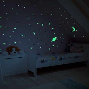 Autocolant fosforescent pentru perete Ambiance Moon and Planets