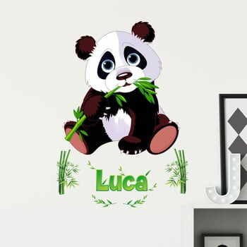 Set autocolante pentru perete cu panda și litere Ambiance Bamboo