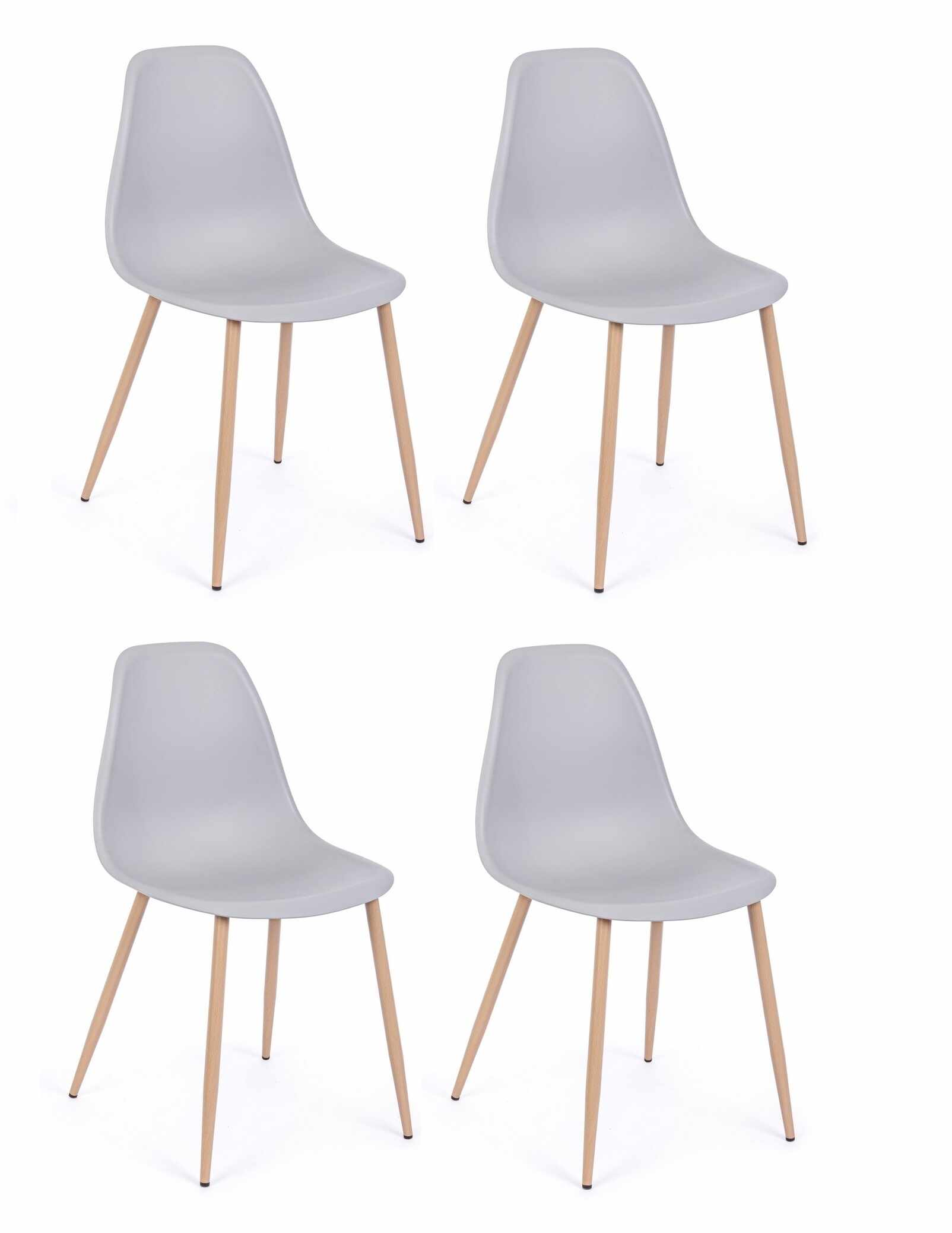 Set 4 scaune din plastic cu picioare metalice Mandy Gri / Natural, l53xA46xH82 cm