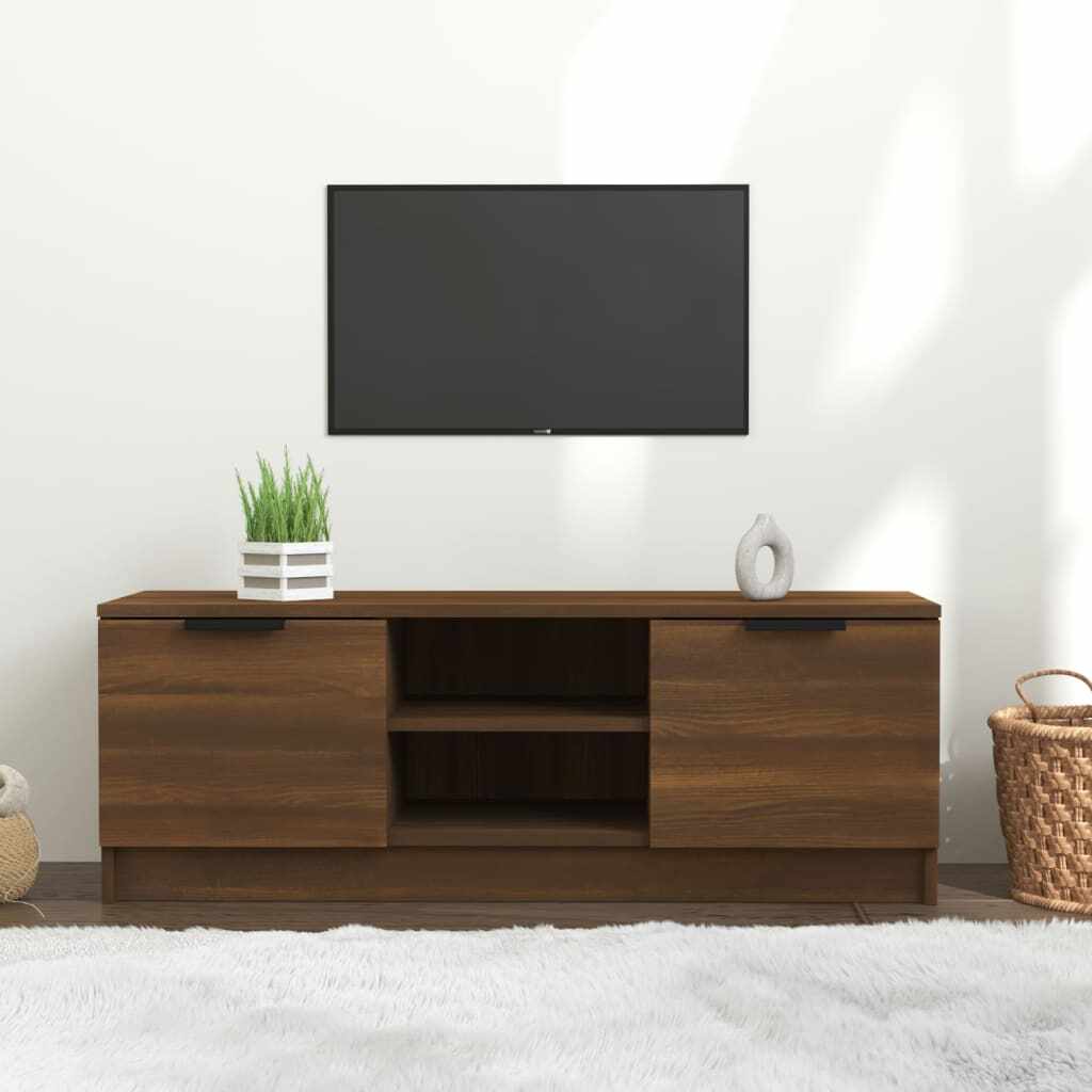 vidaXL Comodă TV, stejar maro, 102x35x36,5 cm, lemn prelucrat