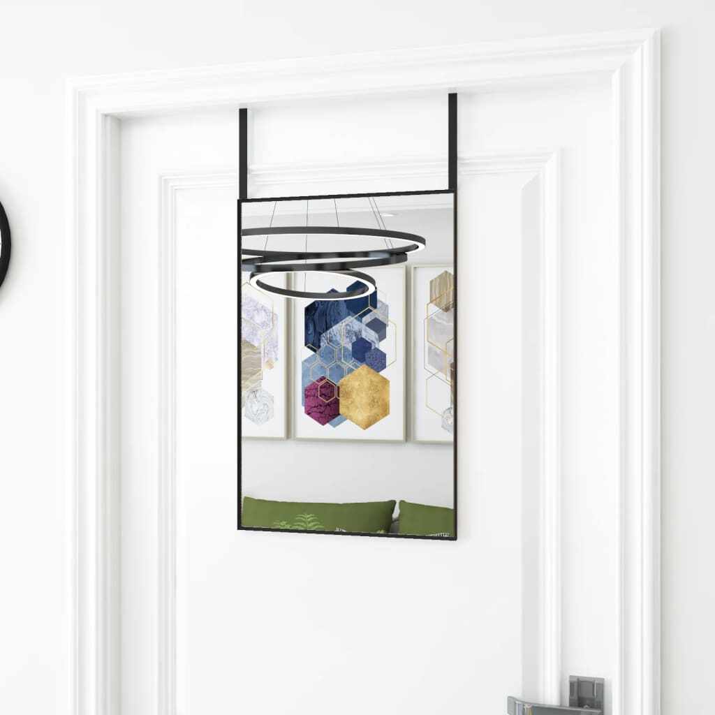 vidaXL Oglindă pentru ușă, negru, 40x60 cm, sticlă și aluminiu
