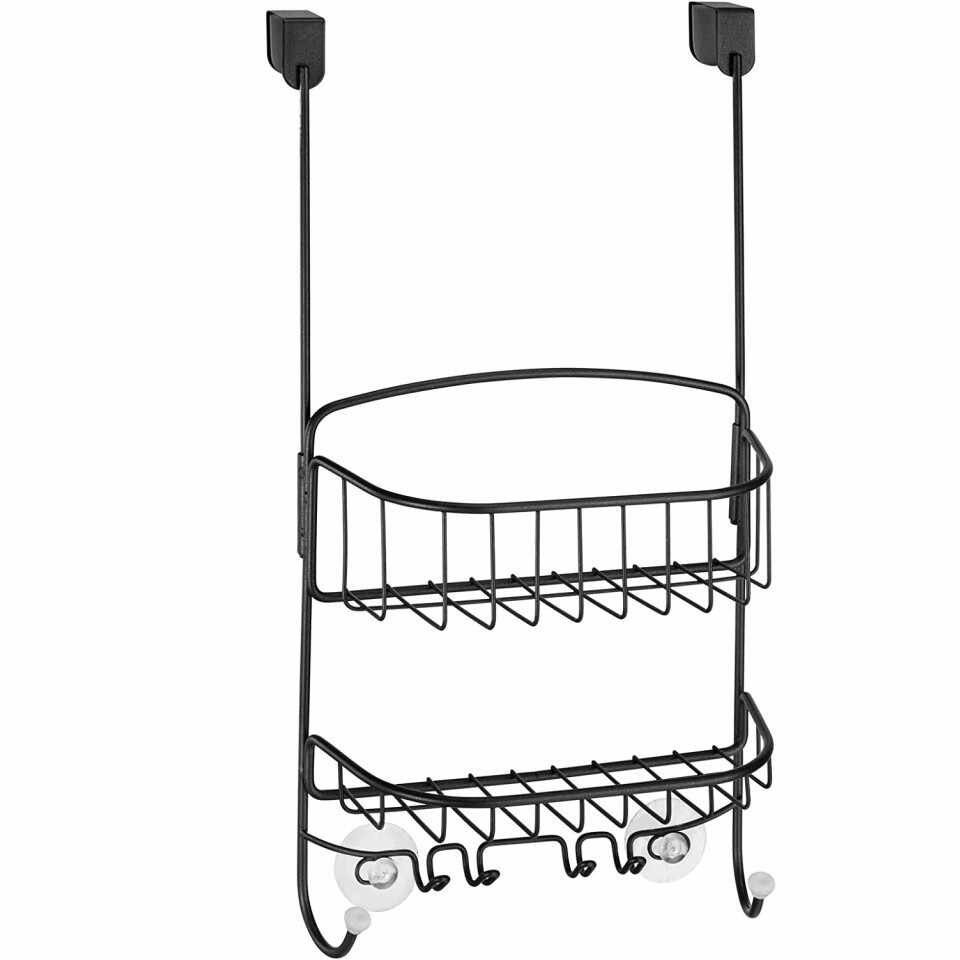 Raft suspendat pentru baie mDesign, metal, negru, 25,1 x 42,2 x 15,2 cm