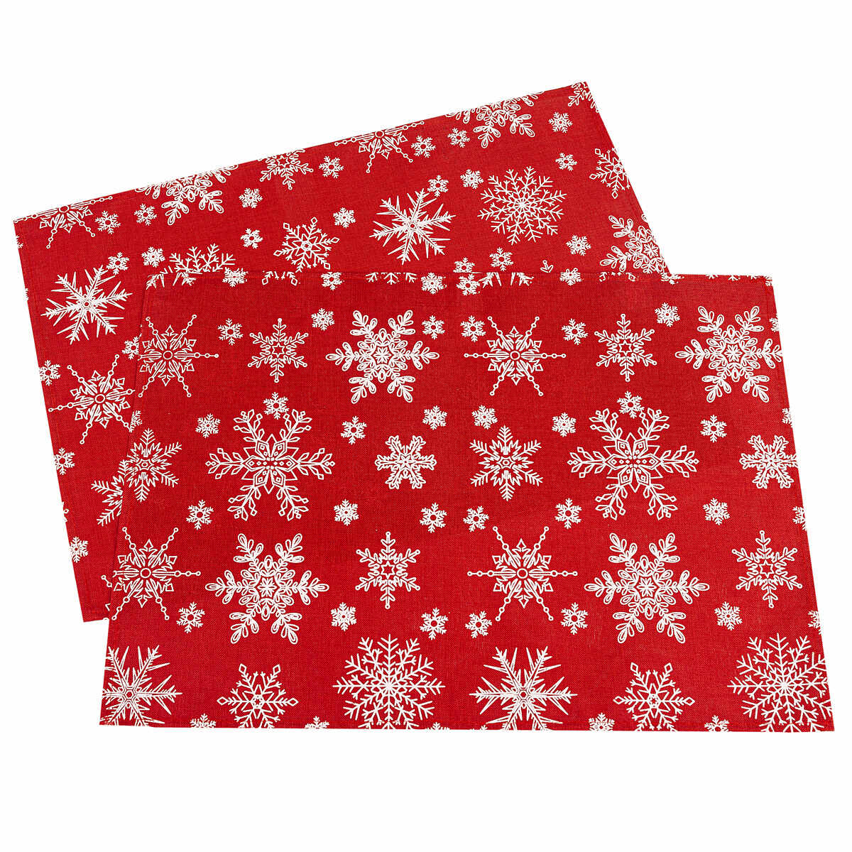 Napron de Crăciun Fulg de zăpadă, roșu, 32 x 45 cm, set 2 buc.
