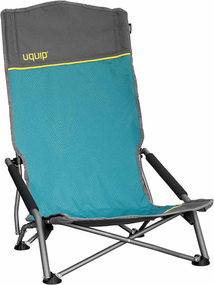 Scaun pliabil de camping Uquip, metal/poliester, gri/albastru, 58 x 72 x 90 cm