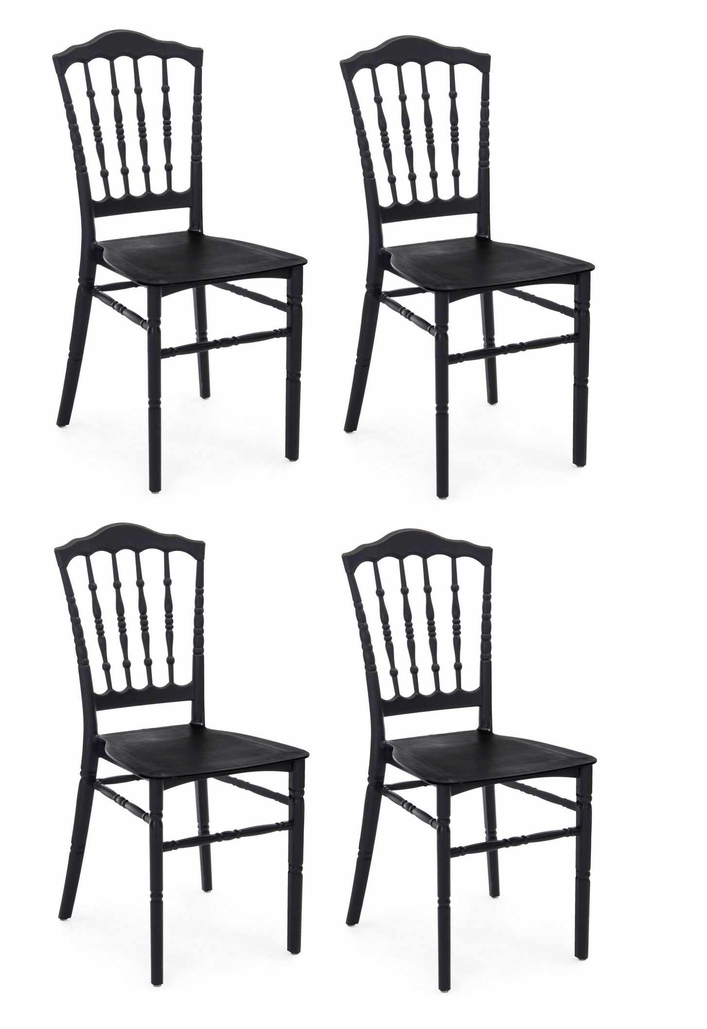 Set 4 scaune din plastic Cooper Negru, l40,5xA41xH89 cm