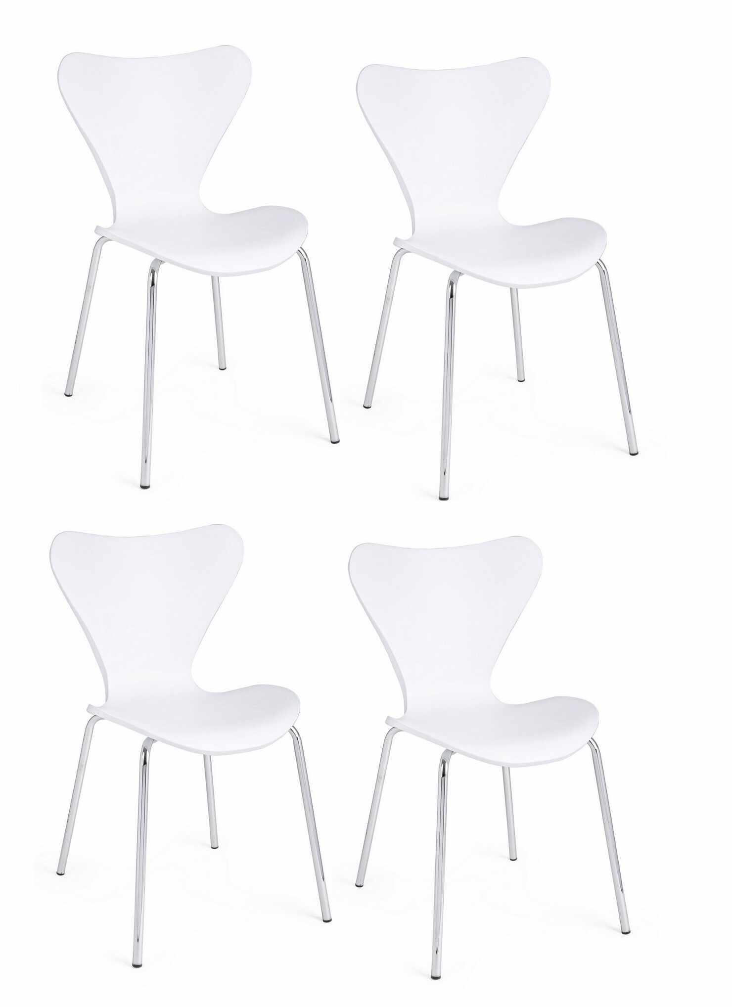 Set 4 scaune din plastic cu picioare metalice Tessa Alb / Crom, l50xA49,5xH82 cm