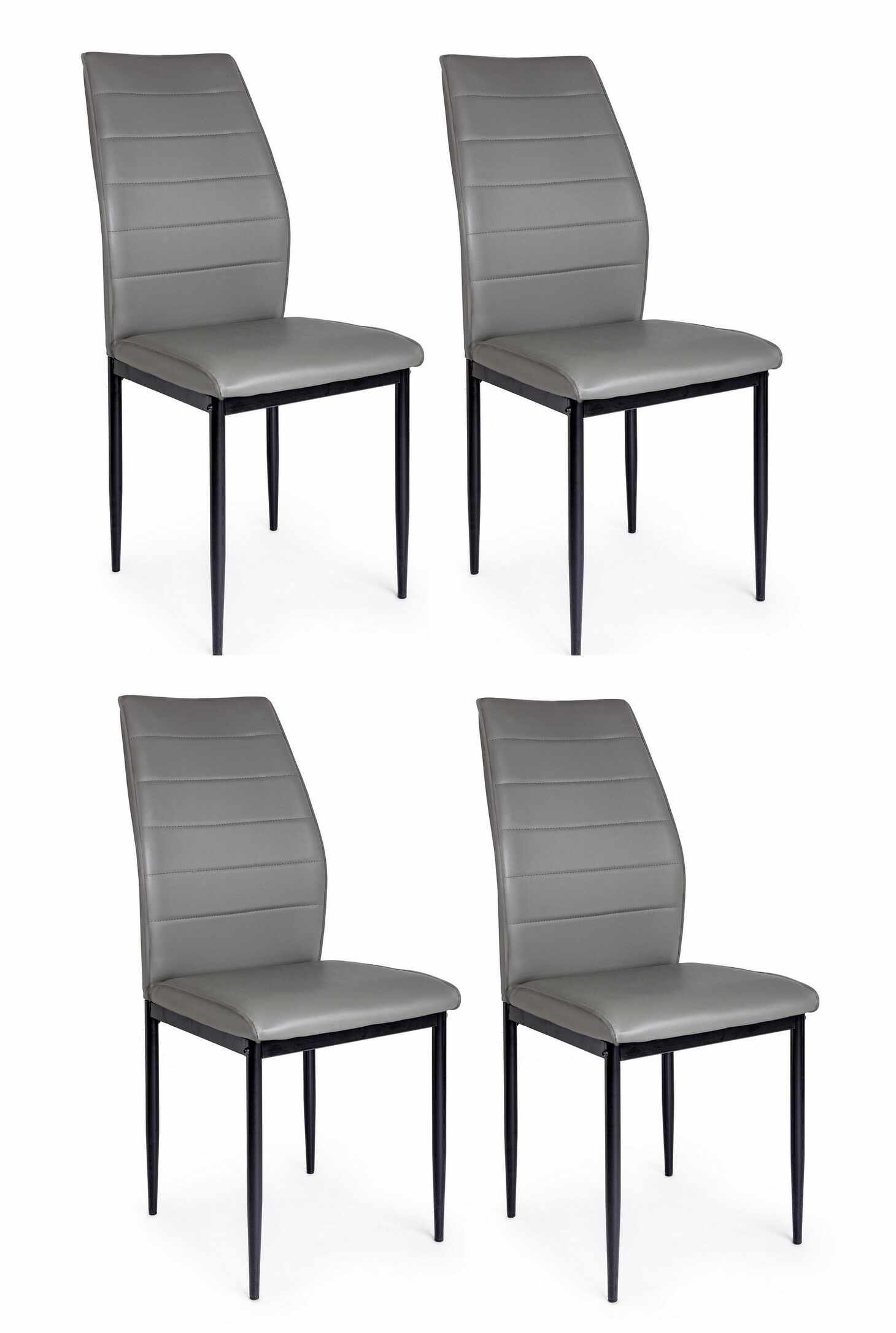 Set 4 scaune din PVC cu picioare metalice Raisa Gri / Negru, l42xA57xH97 cm