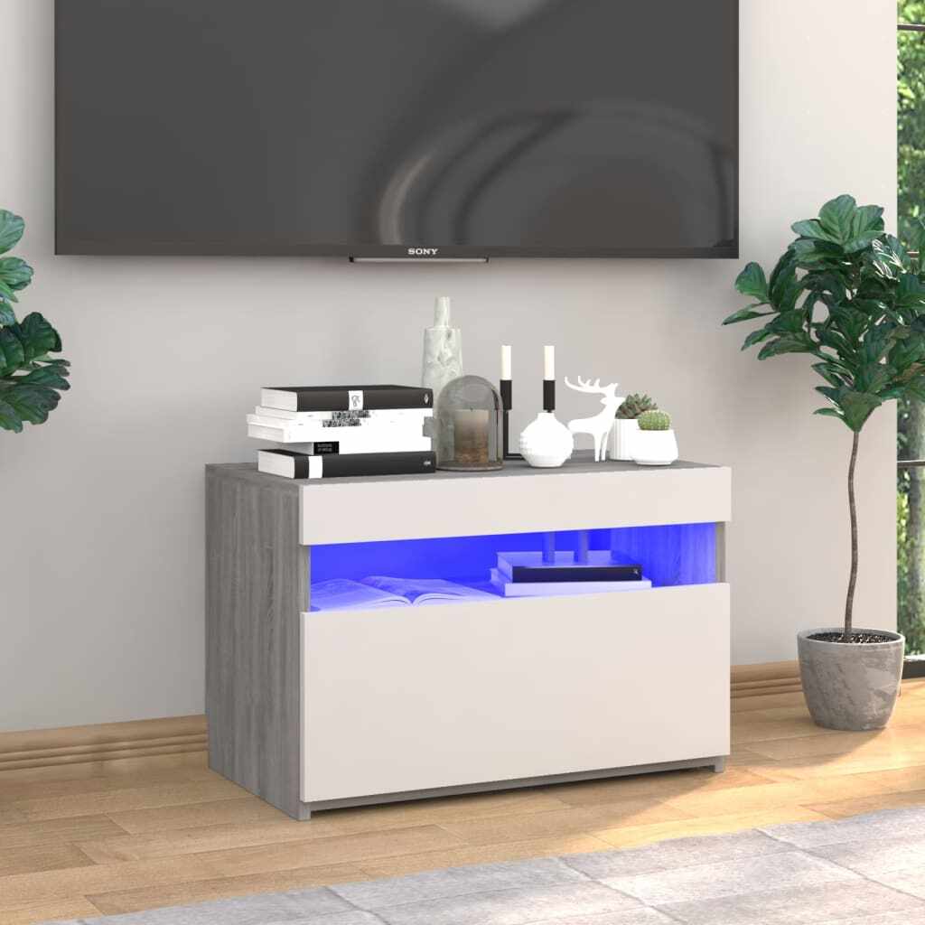 vidaXL Comodă TV cu lumini LED, gri sonoma, 60x35x40 cm