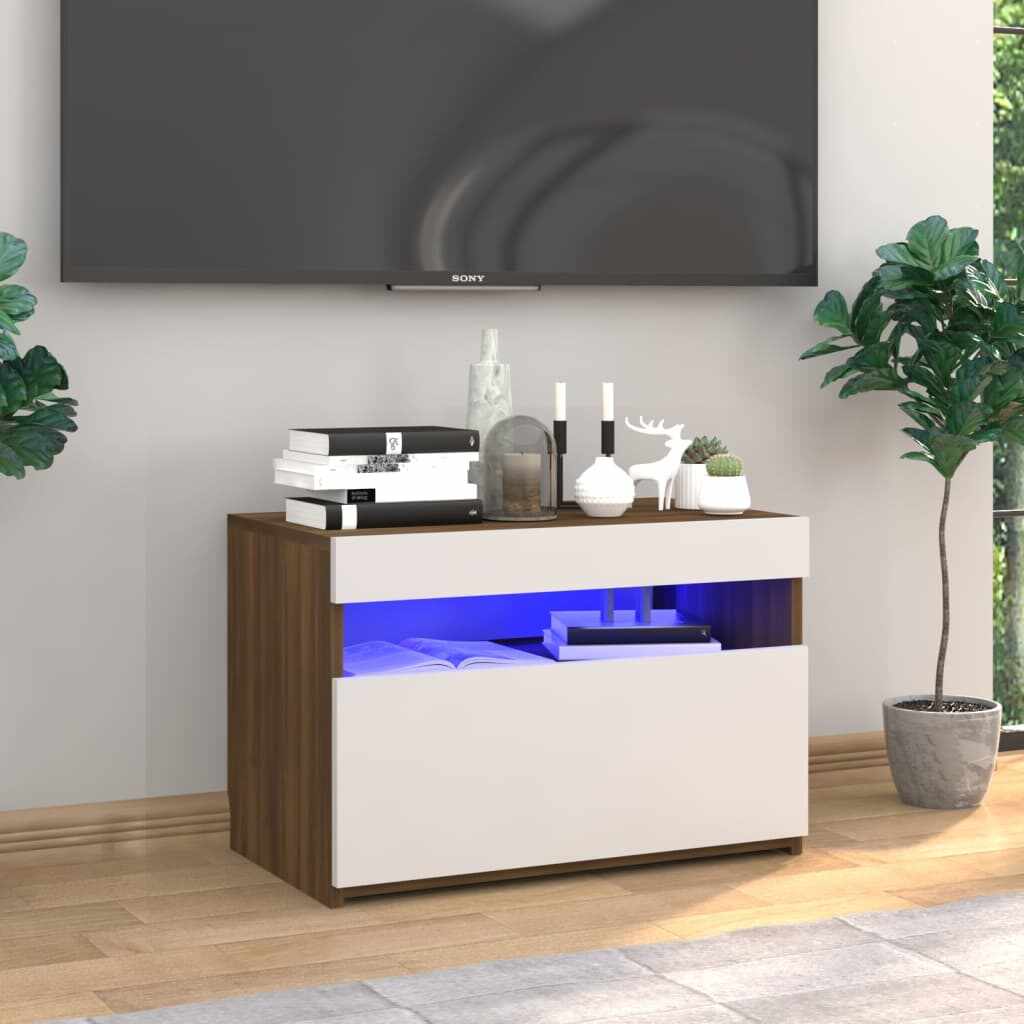 vidaXL Comodă TV cu lumini LED, stejar maro, 60x35x40 cm