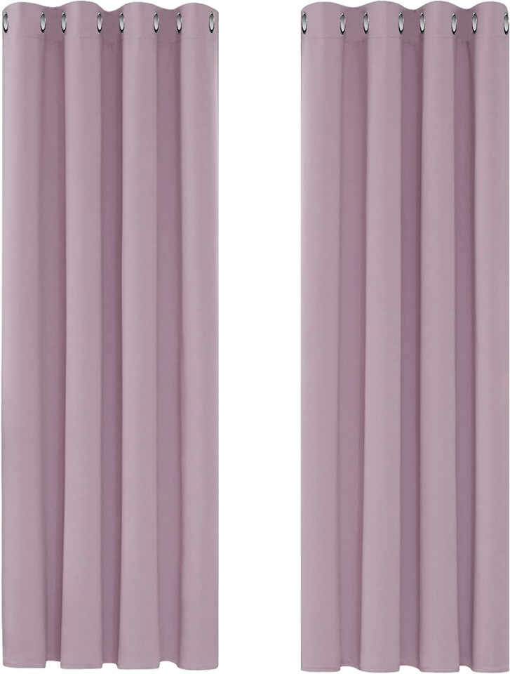 Set de 2 draperii Deconovo, poliester, roz deschis, 117 x 138 cm