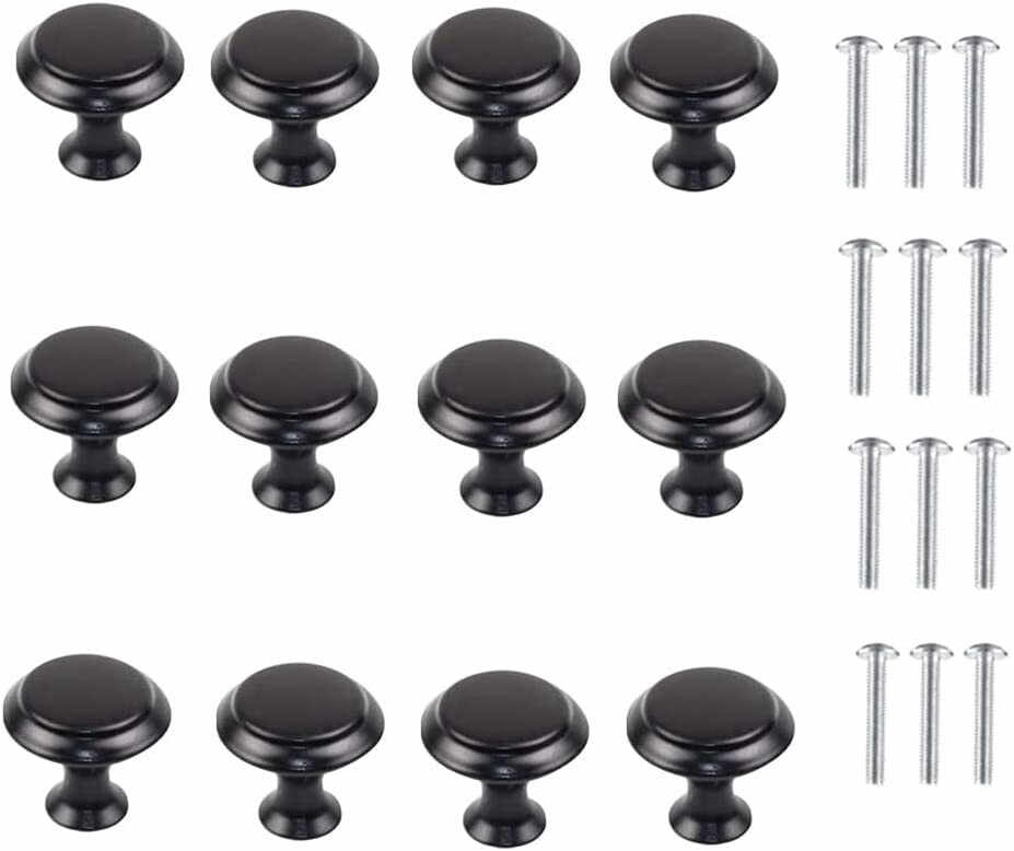 Set de 12 manere pentru mobilier ZHjuju, metal, negru, 27 x 22 mm
