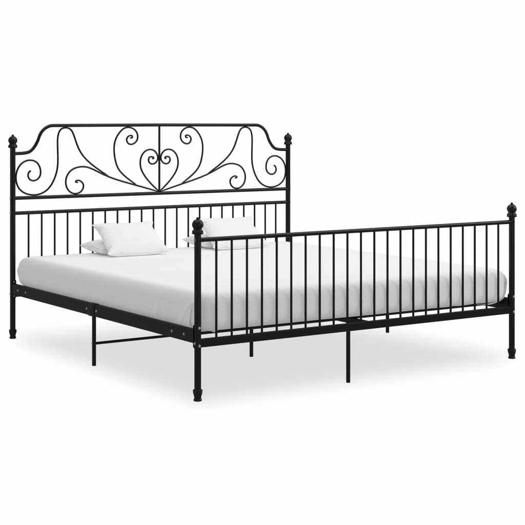 vidaXL Cadru de pat, negru, 180x200 cm, metal