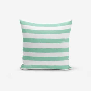 Față de pernă cu amestec din bumbac Minimalist Cushion Covers Su Green Striped Modern, 45 x 45 cm