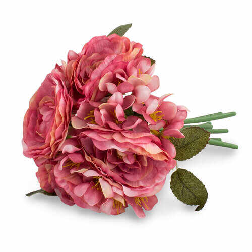Buchet flori artificiale Camelii roz, 19 x 25 cm