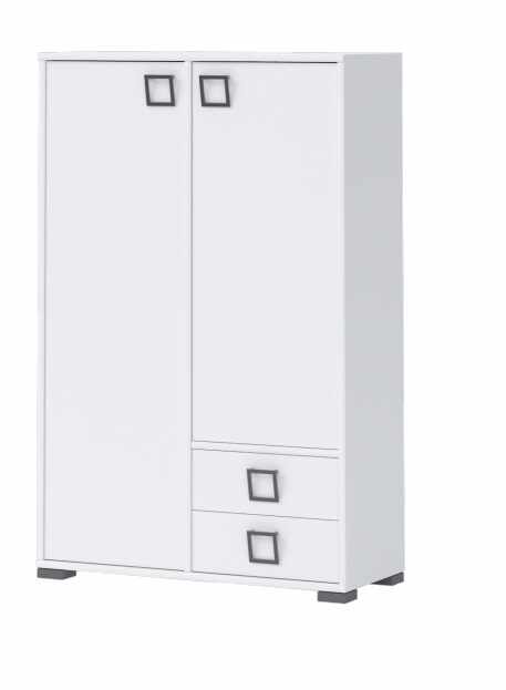 Cabinet din pal cu 2 sertare si 2 usi, pentru copii, Kiki K22 Large Alb, l86xA37xH134 cm
