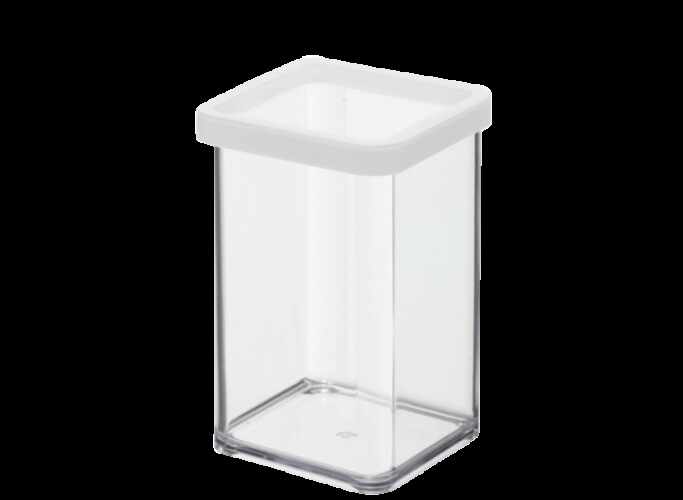 Cutie depozitare plastic patrata transparenta cu capac alb Rotho Loft 1 L