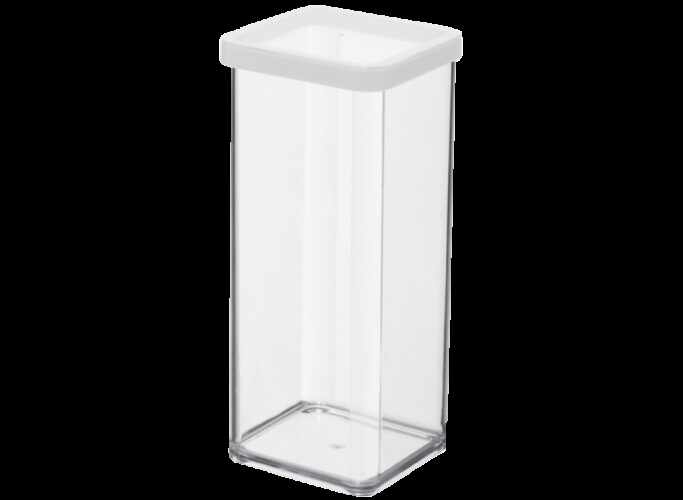 Cutie depozitare plastic patrata transparenta cu capac alb Rotho Loft 1.5 L