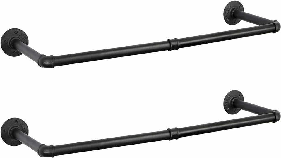 Set de 2 suporturi pentru umerase OROPY, metal, negru, 97 x 25 cm