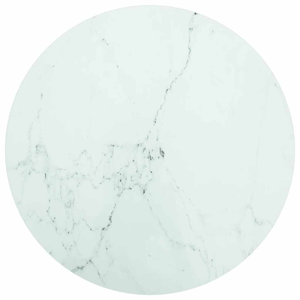 vidaXL Blat masă alb Ø60x0,8 cm, sticlă securizată cu design marmură