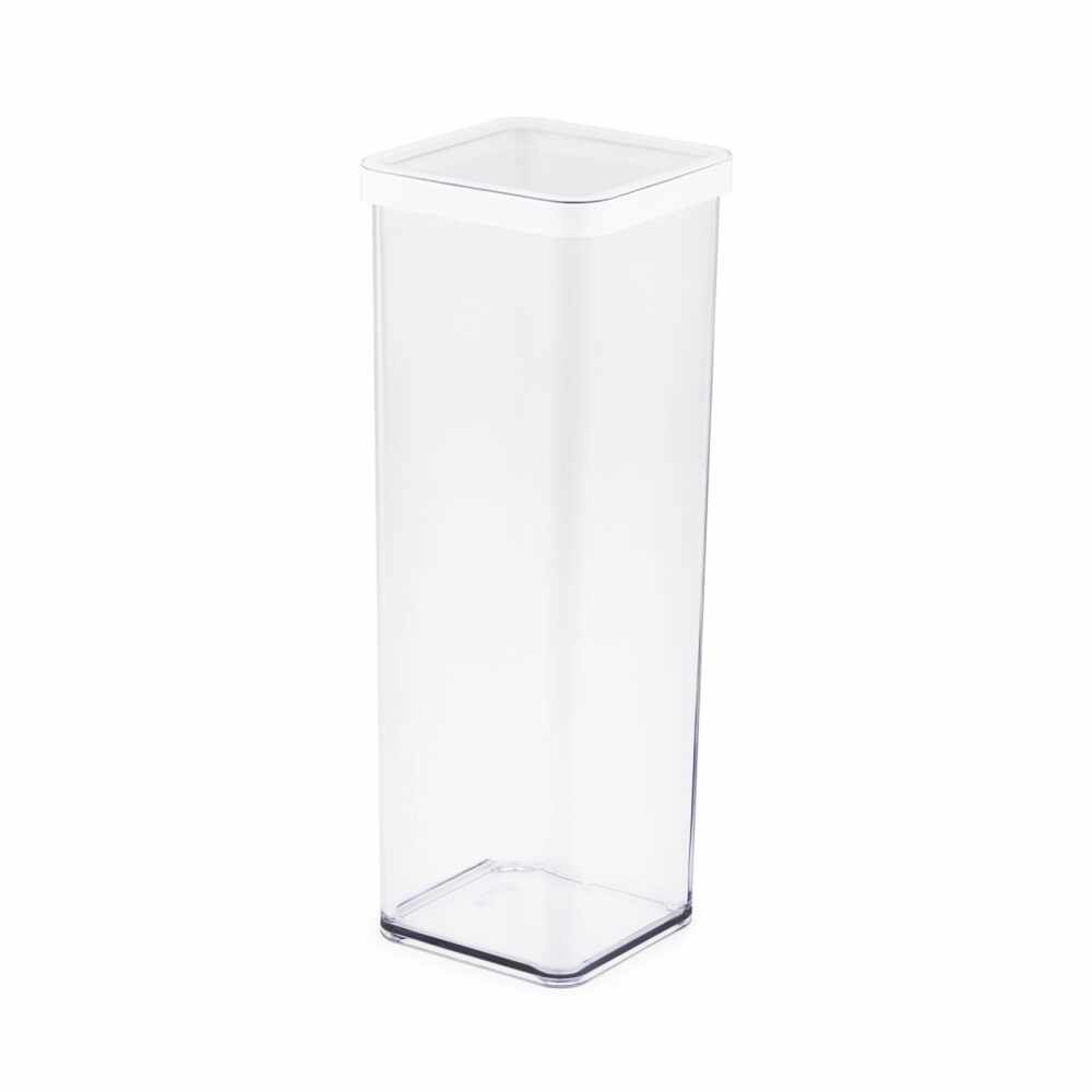 Cutie depozitare plastic patrata transparenta cu capac alb Rotho Loft 2 L